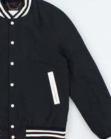 Sandro Paris Navy Wool Blend Striped Varsity Bomber Jacket - M