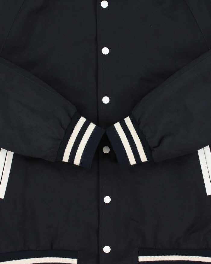 Sandro Paris Navy Wool Blend Striped Varsity Bomber Jacket - M