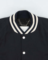Sandro Paris Navy Wool Blend Striped Varsity Bomber Jacket - M