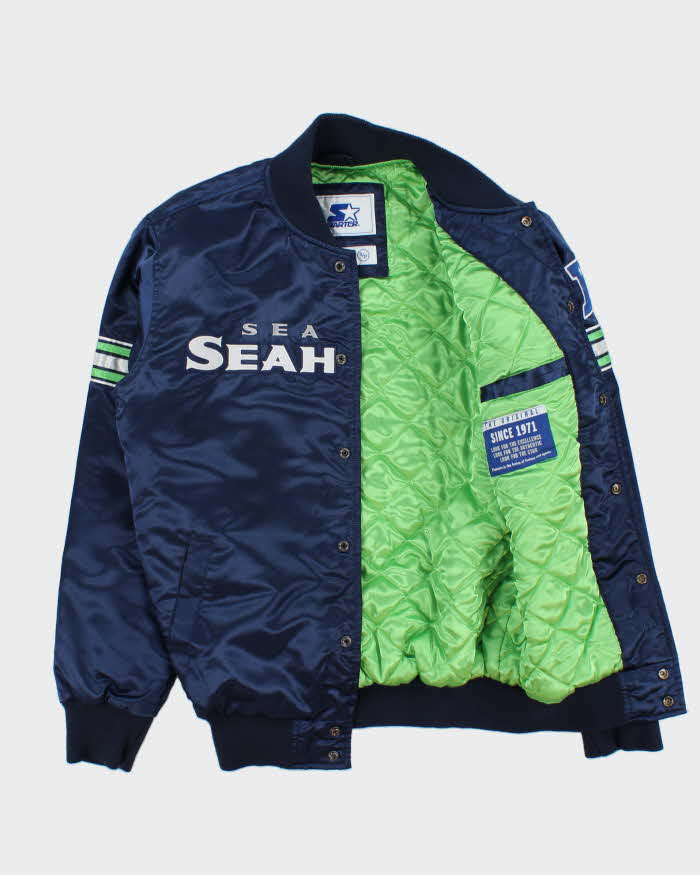 Vintage Starter Seattle Seahawks Embroidered NFL Satin Varsity Bomber Jacket - S