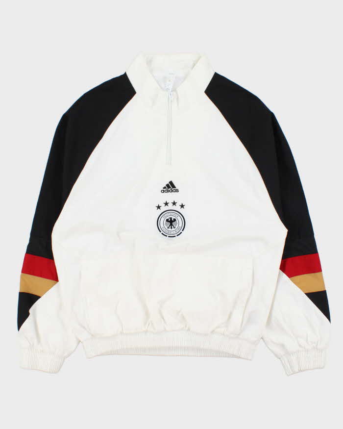 2022 Adidas Deutscher Fussball-Bund Embroidered Icon Canvas Quarter-Zip Pullover Jacket - S