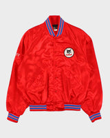 Vintage 1980s Sexton Embroidered Bobcat Satin Varsity Bomber Jacket - L