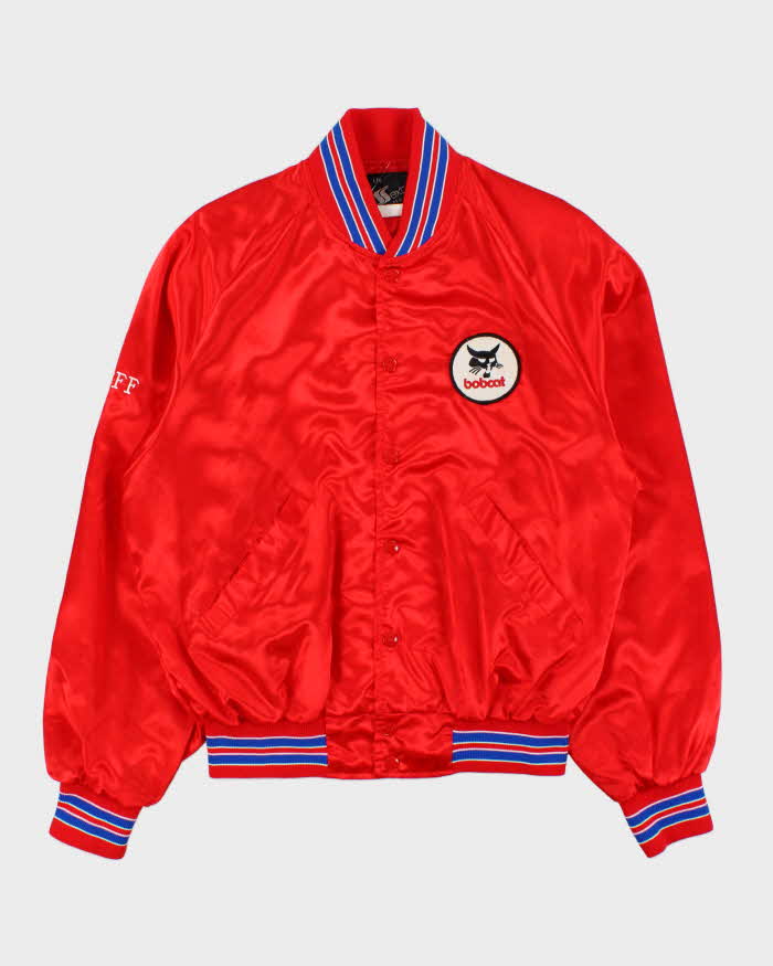 Vintage 1980s Sexton Embroidered Bobcat Satin Varsity Bomber Jacket - L