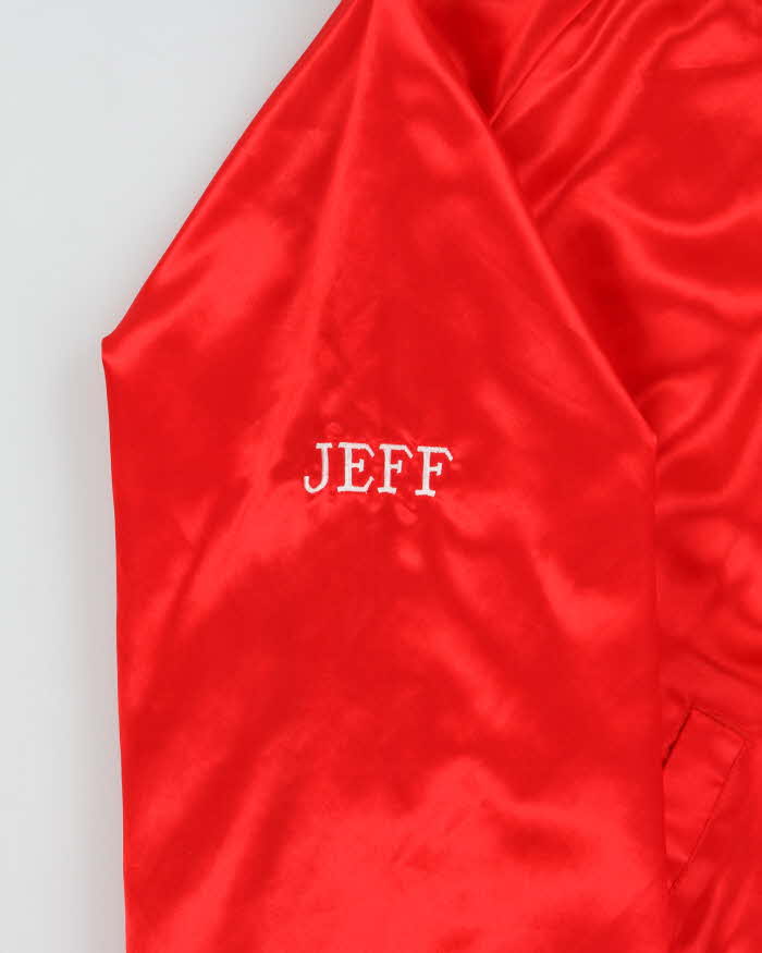 Vintage 1980s Sexton Embroidered Bobcat Satin Varsity Bomber Jacket - L