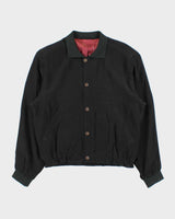 Vintage 1980s Valentino Jeans Pure Silk Collared Cropped Bomber Jacket - M
