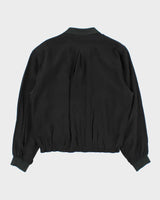 Vintage 1980s Valentino Jeans Pure Silk Collared Cropped Bomber Jacket - M