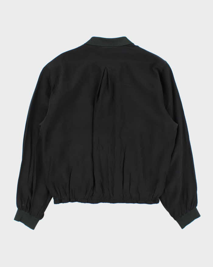 Vintage 1980s Valentino Jeans Pure Silk Collared Cropped Bomber Jacket - M
