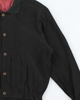 Vintage 1980s Valentino Jeans Pure Silk Collared Cropped Bomber Jacket - M