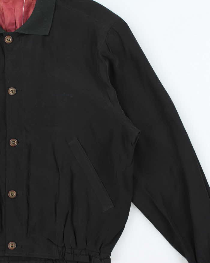 Vintage 1980s Valentino Jeans Pure Silk Collared Cropped Bomber Jacket - M