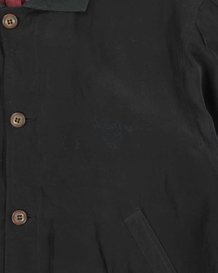 Vintage 1980s Valentino Jeans Pure Silk Collared Cropped Bomber Jacket - M