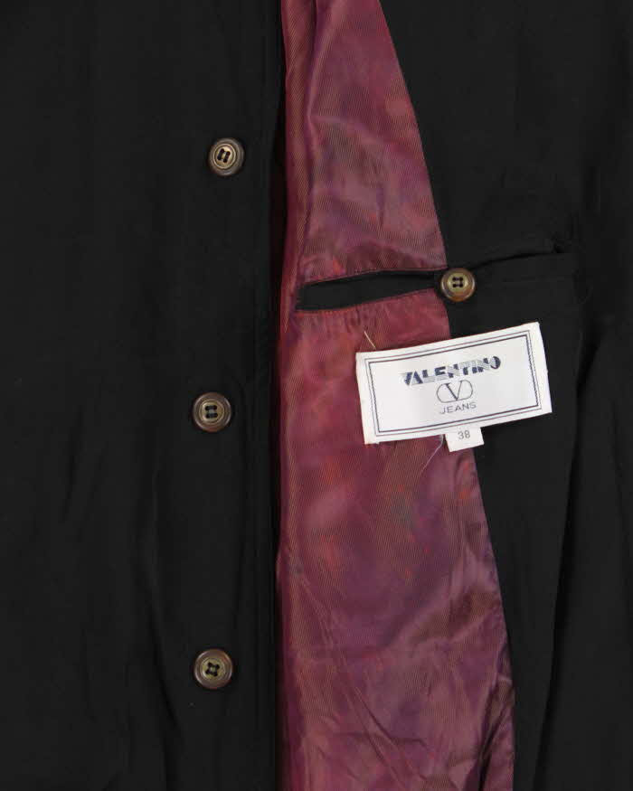 Vintage 1980s Valentino Jeans Pure Silk Collared Cropped Bomber Jacket - M