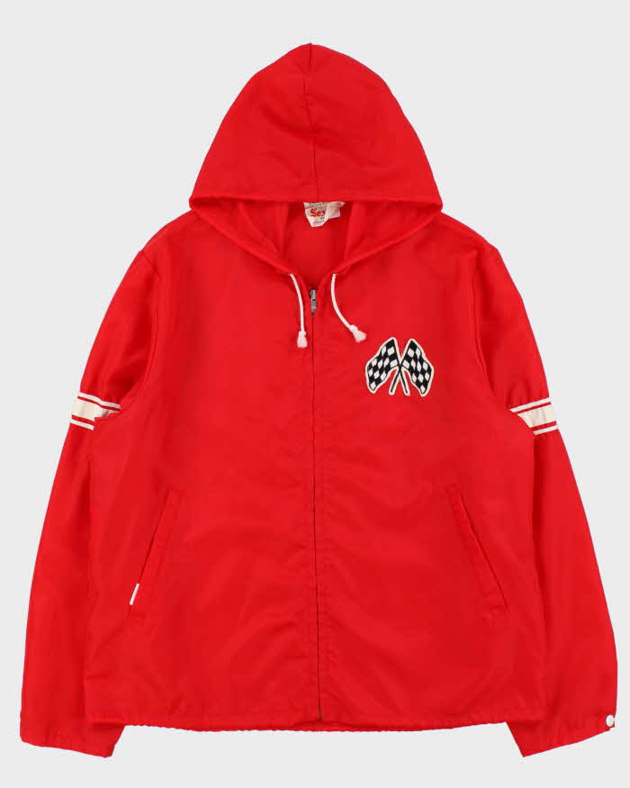 Vintage 1970s Sexton Made In Canada Lightweight Embroidered Hooded Racing Jacket - XL