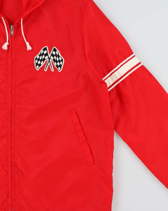 Vintage 1970s Sexton Made In Canada Lightweight Embroidered Hooded Racing Jacket - XL