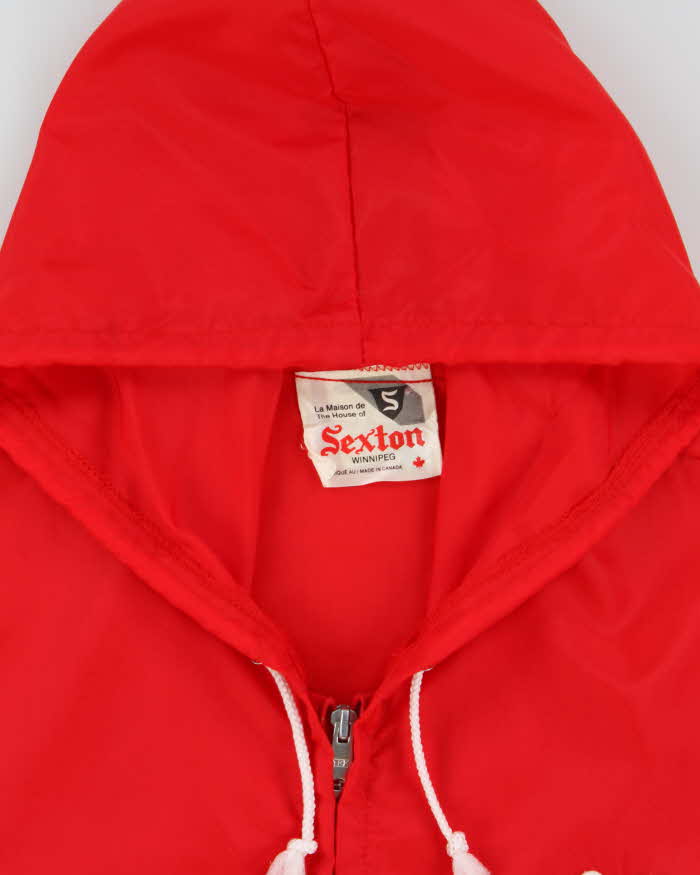 Vintage 1970s Sexton Made In Canada Lightweight Embroidered Hooded Racing Jacket - XL