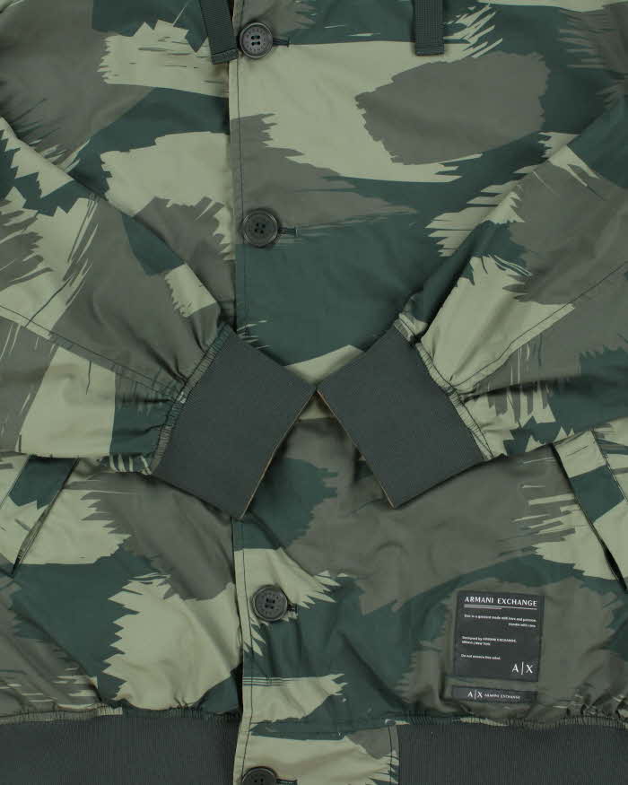 Vintage Armani Exchange Camo Khaki Reversible Soft Shell Windbreaker Jacket - L