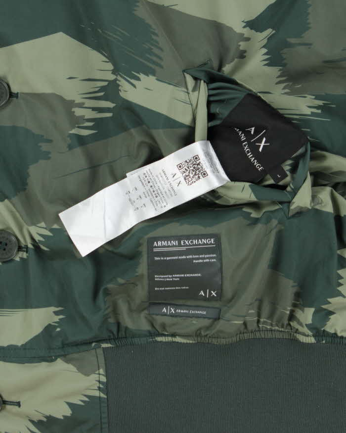 Vintage Armani Exchange Camo Khaki Reversible Soft Shell Windbreaker Jacket - L