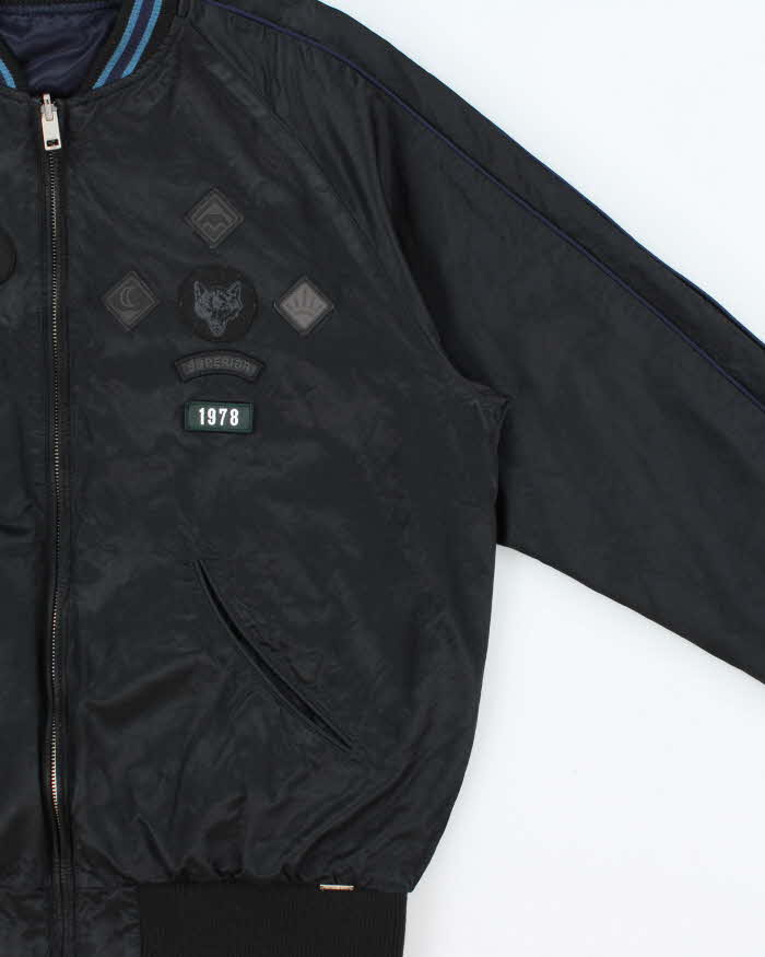 Vintage Diesel J-Fire Reversible Satin Patch Bomber Jacket - L