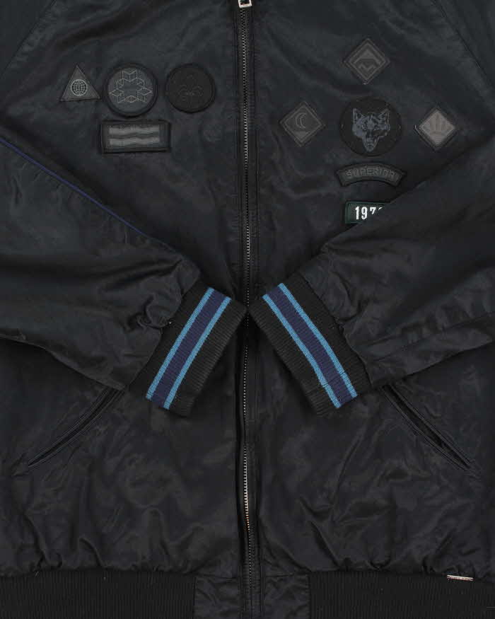 Vintage Diesel J-Fire Reversible Satin Patch Bomber Jacket - L