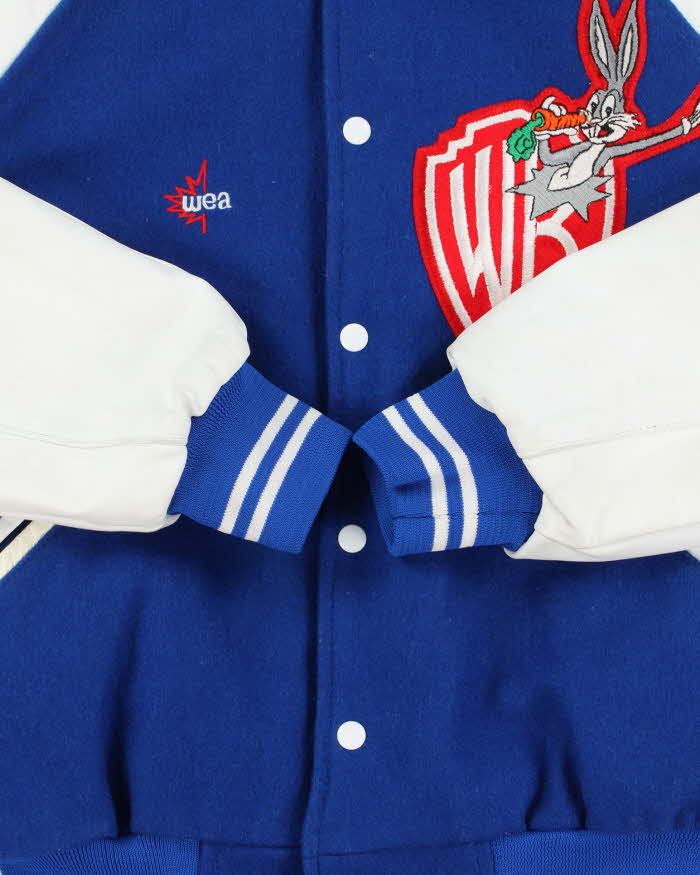 Vintage 1980s Warner Bros. Bugs Bunny Wool Leather Seder Made In Canada Varsity Bomber Jacket - M