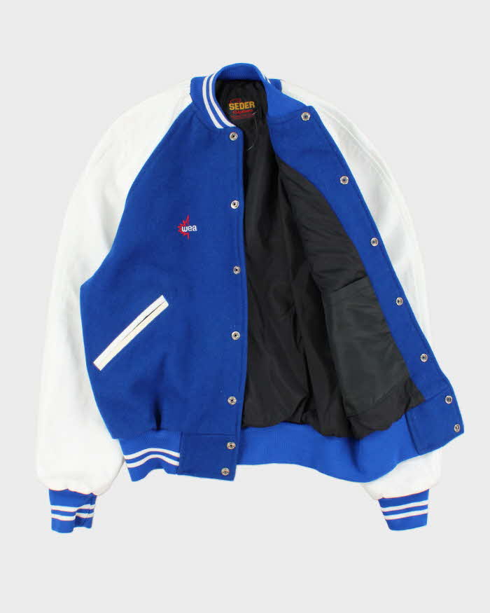 Vintage 1980s Warner Bros. Bugs Bunny Wool Leather Seder Made In Canada Varsity Bomber Jacket - M