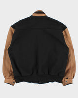 Vintage 1990s Shell Oil Wool Leather Varsity Bomber Jacket - L