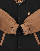 Vintage 1990s Shell Oil Wool Leather Varsity Bomber Jacket - L