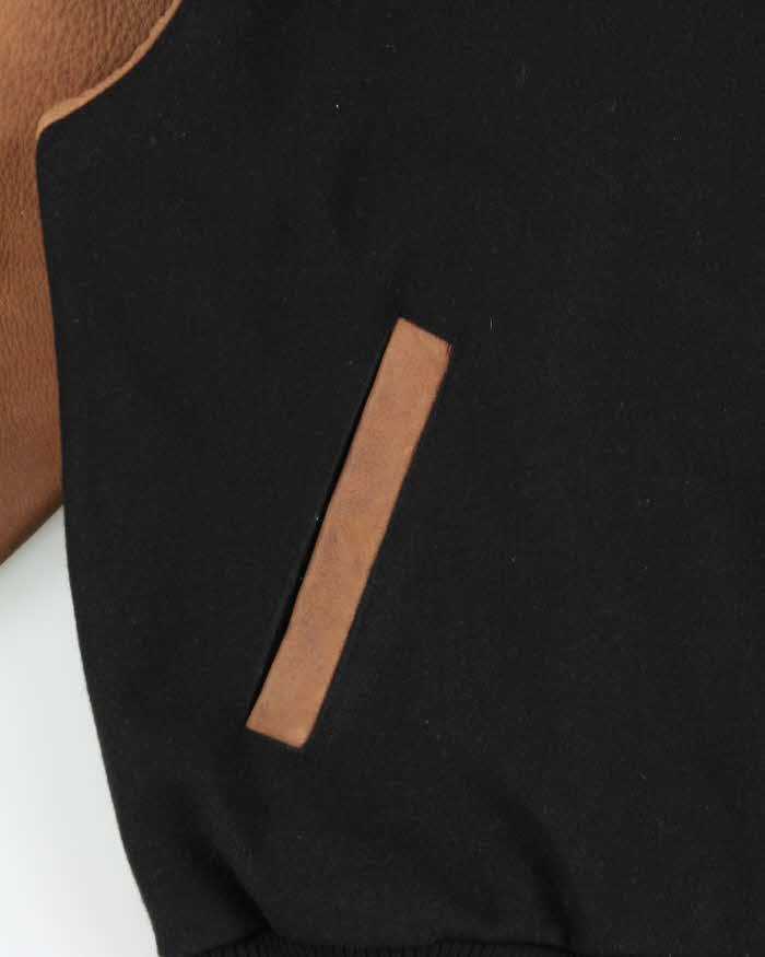 Vintage 1990s Shell Oil Wool Leather Varsity Bomber Jacket - L