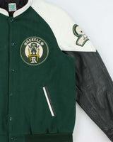 Vintage 1980s College Football Rebels Captain Wool Leather TBS Made In Canada Varsity Bomber Jacket - XXL