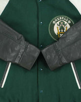 Vintage 1980s College Football Rebels Captain Wool Leather TBS Made In Canada Varsity Bomber Jacket - XXL