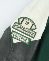 Vintage 1980s College Football Rebels Captain Wool Leather TBS Made In Canada Varsity Bomber Jacket - XXL