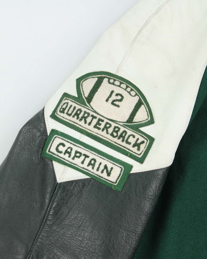 Vintage 1980s College Football Rebels Captain Wool Leather TBS Made In Canada Varsity Bomber Jacket - XXL