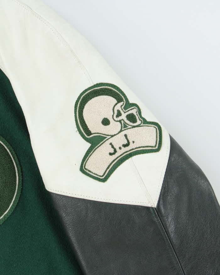 Vintage 1980s College Football Rebels Captain Wool Leather TBS Made In Canada Varsity Bomber Jacket - XXL