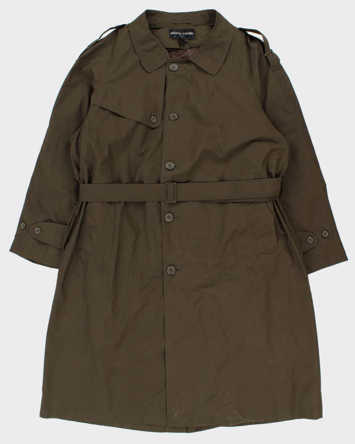 Vintage 1990s Pierre Cardin Khaki Double Breasted Weatherproof Insulated Trench Coat - XXL