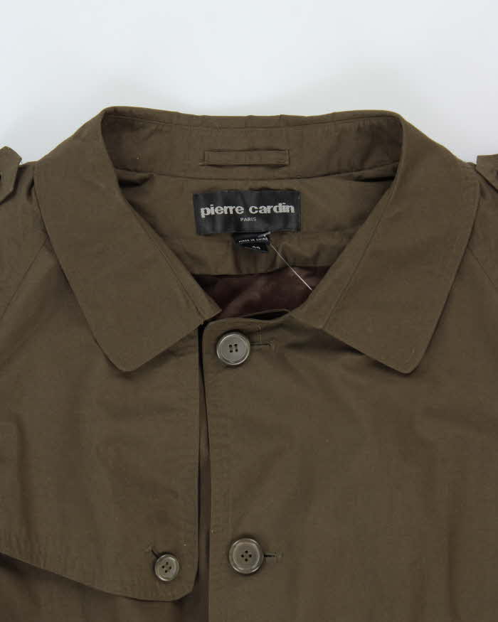Vintage 1990s Pierre Cardin Khaki Double Breasted Weatherproof Insulated Trench Coat - XXL