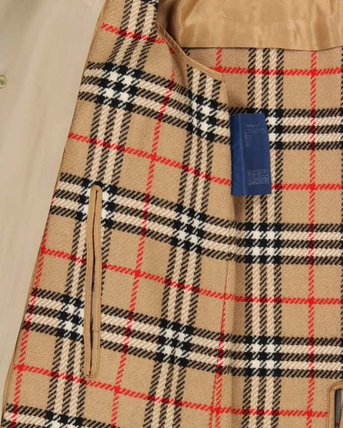 Vintage 1990s Burberry Wool Insulated Nova Check Lined Weatherproof Classic Mac - L