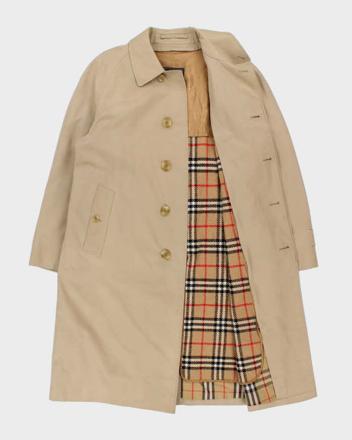 Vintage 1990s Burberry Wool Insulated Nova Check Lined Weatherproof Classic Mac - L