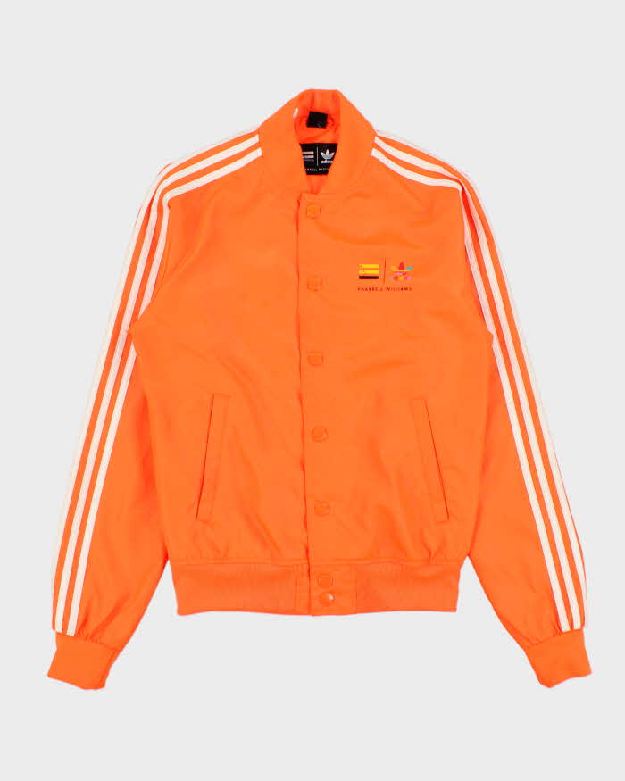 2014 Adidas Originals x Pharrell Williams Neon Orange Shell Varsity Bomber Jacket - S