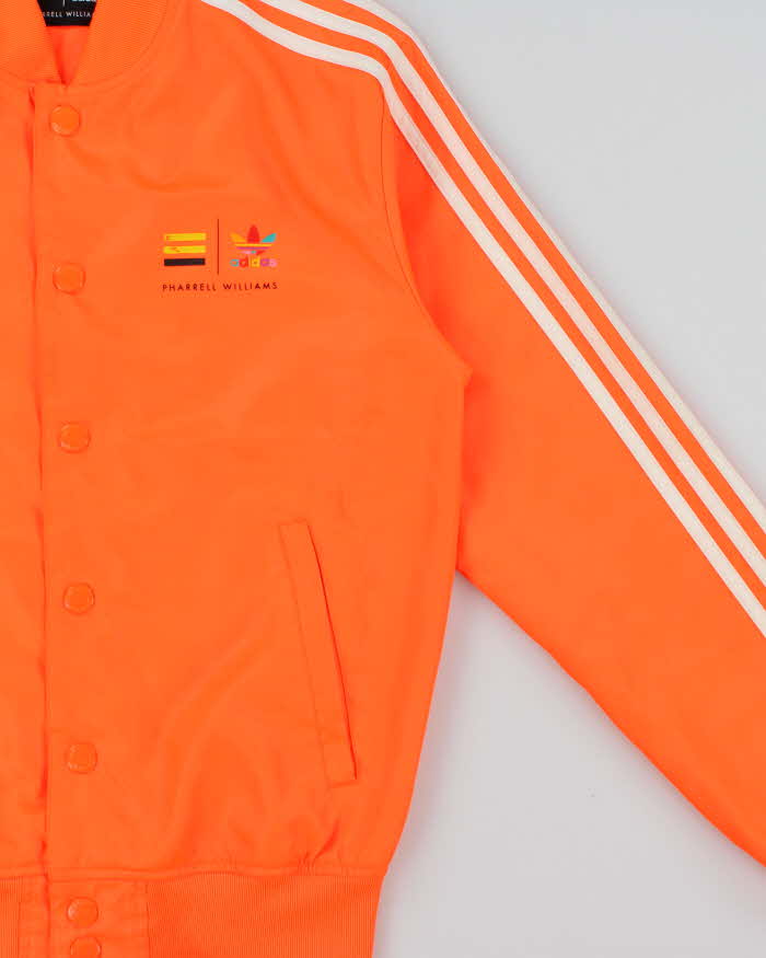 2014 Adidas Originals x Pharrell Williams Neon Orange Shell Varsity Bomber Jacket - S