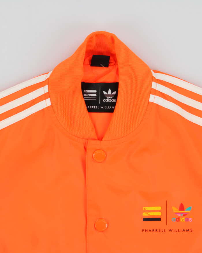 2014 Adidas Originals x Pharrell Williams Neon Orange Shell Varsity Bomber Jacket - S
