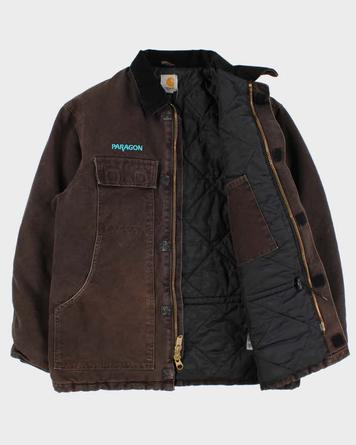 Vintage Carhartt C26 DKB Sandstone Traditional Firm Duck Arctic Quilt Lined Canvas Workwear Jacket - M