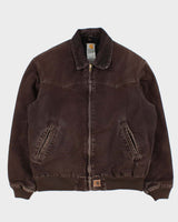 Vintage 2004 Y2K Carhartt J14 DKB Sante Fe Duck Canvas Quilt Lined Bomber Jacket - L