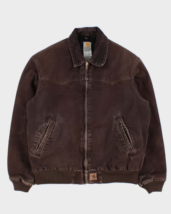 Vintage 2004 Y2K Carhartt J14 DKB Sante Fe Duck Canvas Quilt Lined Bomber Jacket - L