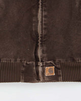 Vintage 2004 Y2K Carhartt J14 DKB Sante Fe Duck Canvas Quilt Lined Bomber Jacket - L
