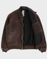 Vintage 2004 Y2K Carhartt J14 DKB Sante Fe Duck Canvas Quilt Lined Bomber Jacket - L