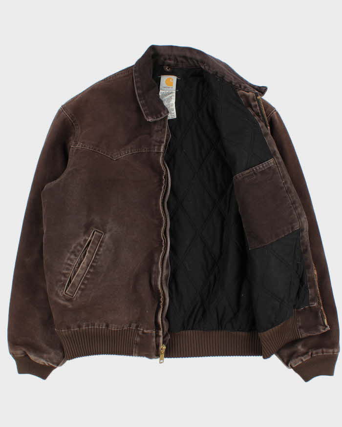 Vintage 2004 Y2K Carhartt J14 DKB Sante Fe Duck Canvas Quilt Lined Bomber Jacket - L