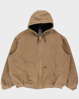 Vintage 2011 Carhartt J30 FRB Active Tan Duck Quilt Lined Canvas Bomber Jacket - XXXL