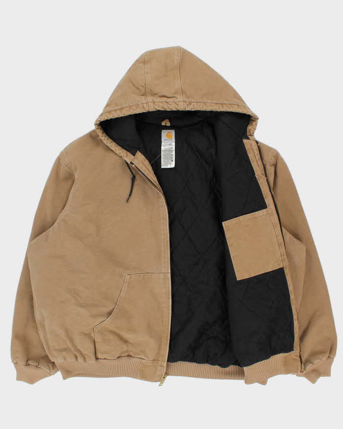 Vintage 2011 Carhartt J30 FRB Active Tan Duck Quilt Lined Canvas Bomber Jacket - XXXL