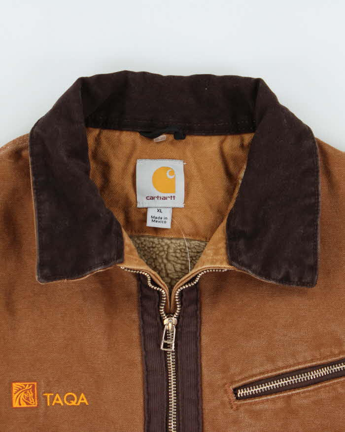 Vintage 2011 Carhartt J297 BRN Detroit Duck Canvas Sherpa Lined Workwear Jacket - XL
