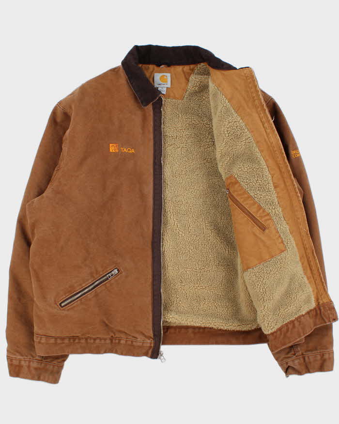 Vintage 2011 Carhartt J297 BRN Detroit Duck Canvas Sherpa Lined Workwear Jacket - XL