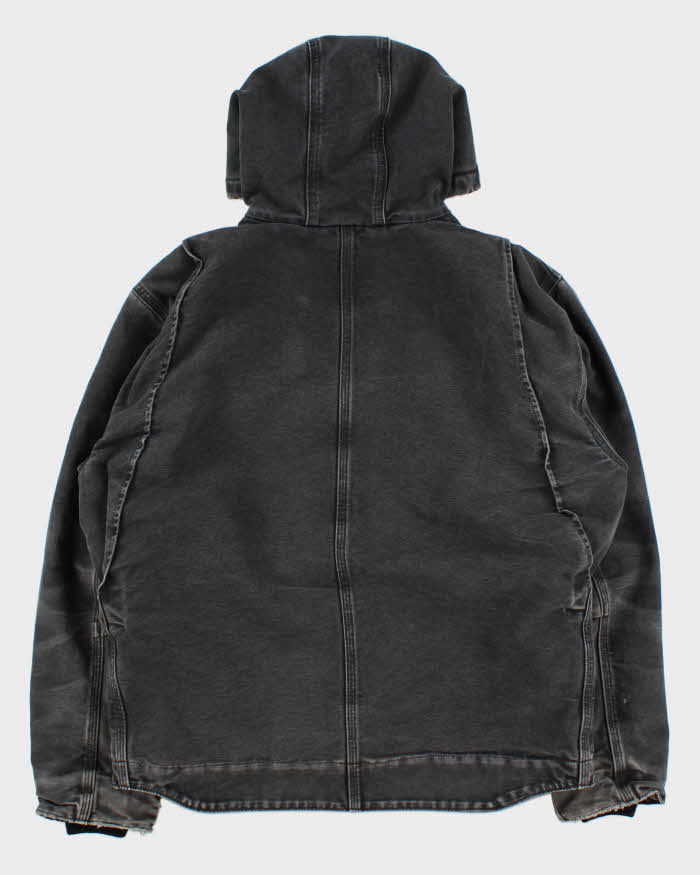 Vintage Carhartt J141 BLK Active Washed Duck Canvas Sherpa Lined Bomber Jacket - L
